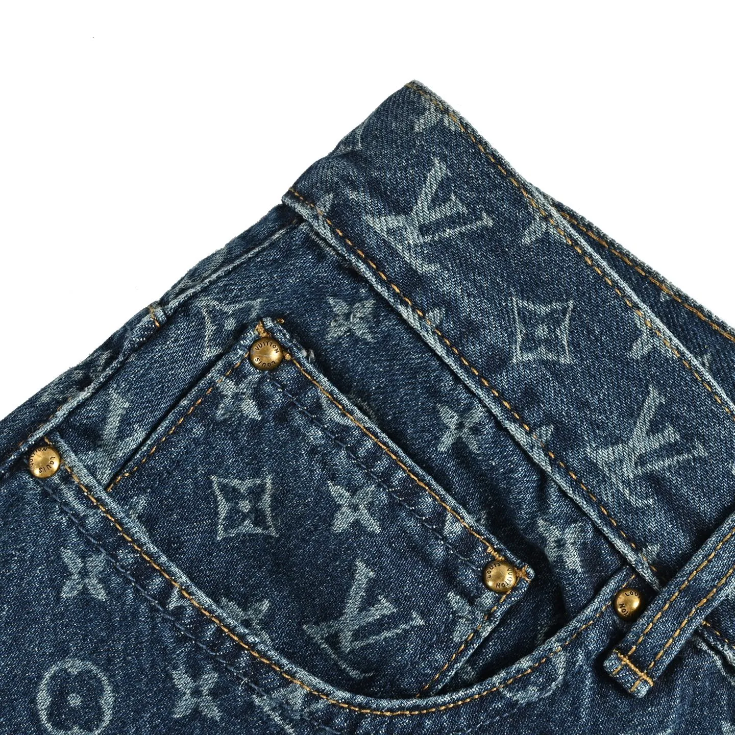 Louis Vuitton/Louis Vuitton all-over logo daisy embroidered jeans